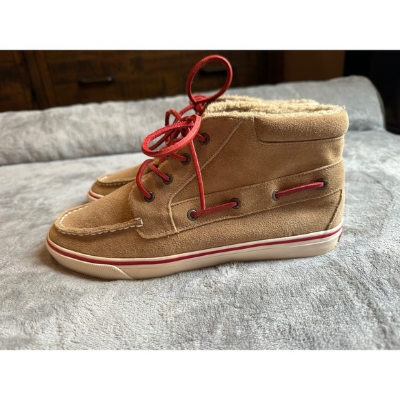 Sperry Top-Sider Women's Size 8.5M Suede Leather Ankle Boots Red Laces - Picture 4 of 9